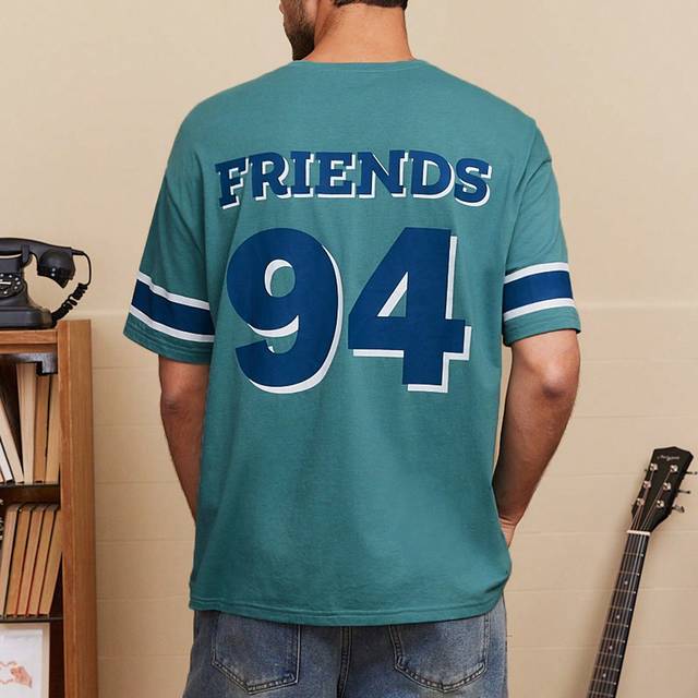 SHEIN Men Casual Loose Knit College Style Retro Print Short Sleeve T-Shirt