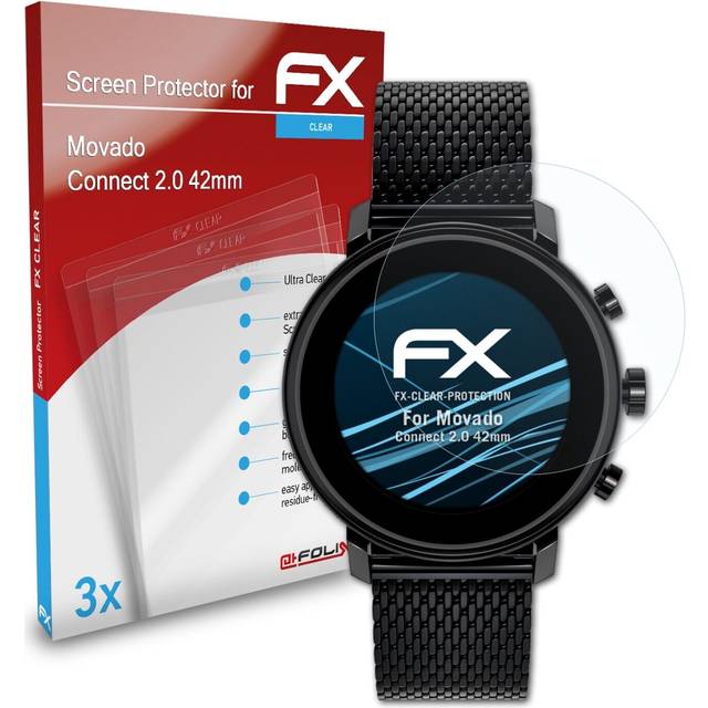 Atfolix 3x screen protector for movado connect 2.0 42mm clear