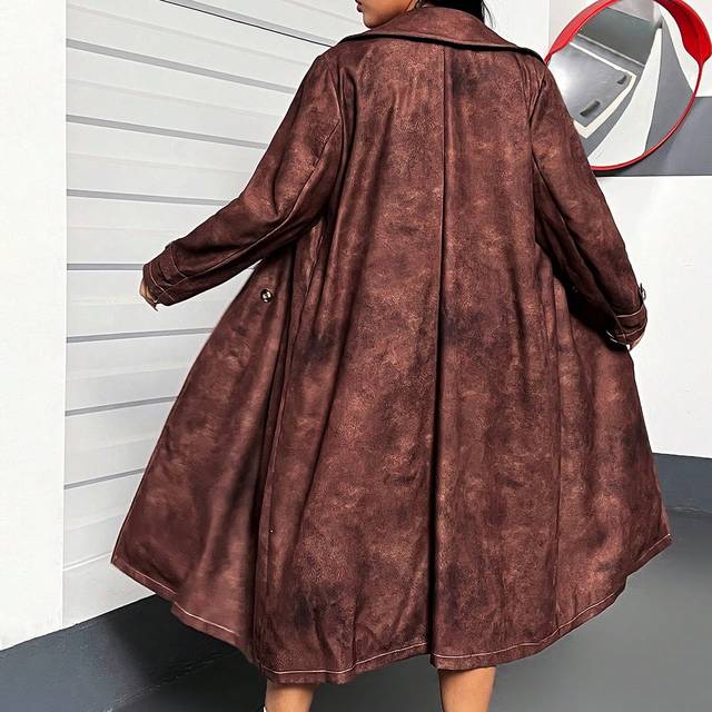 Flirla Women&#39;s Plus Size Faux Suede Long Coat