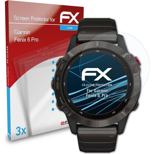 Atfolix 3x screen protection film for garmin fenix 6 pro screen protector clear