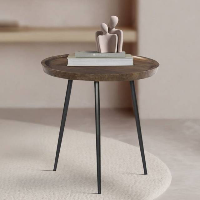 (Small) Manhattan Mango Wood Round Coffee Table Unit