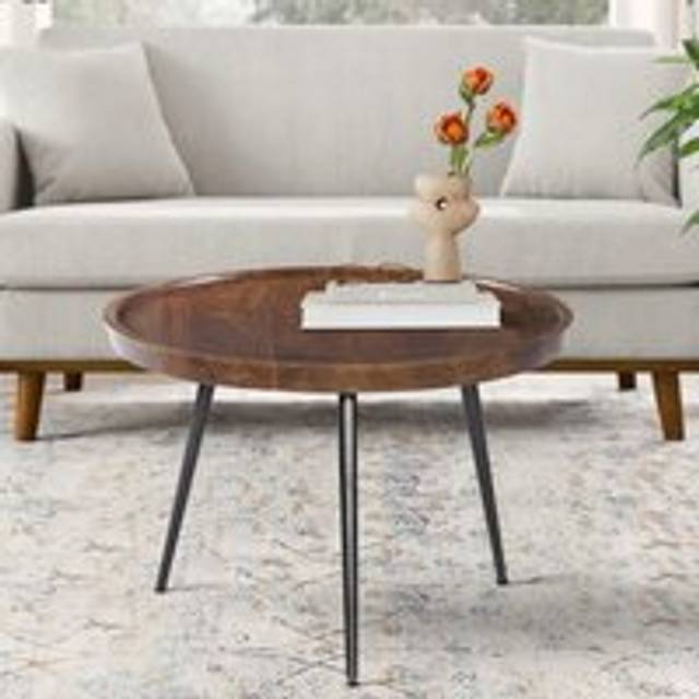 (Large) Manhattan Mango Wood Round Coffee Table Unit