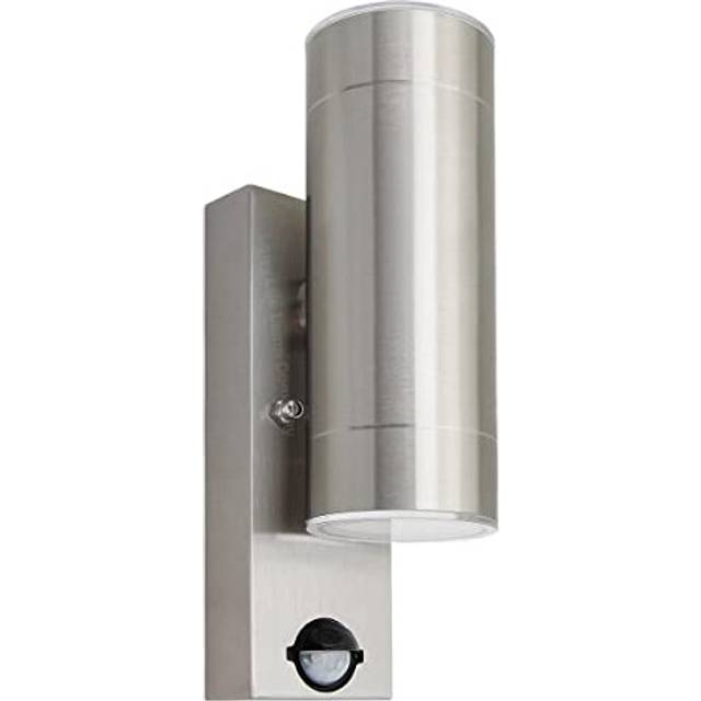 Pir led up down outdoor garden light wall light movement sensor black or steel