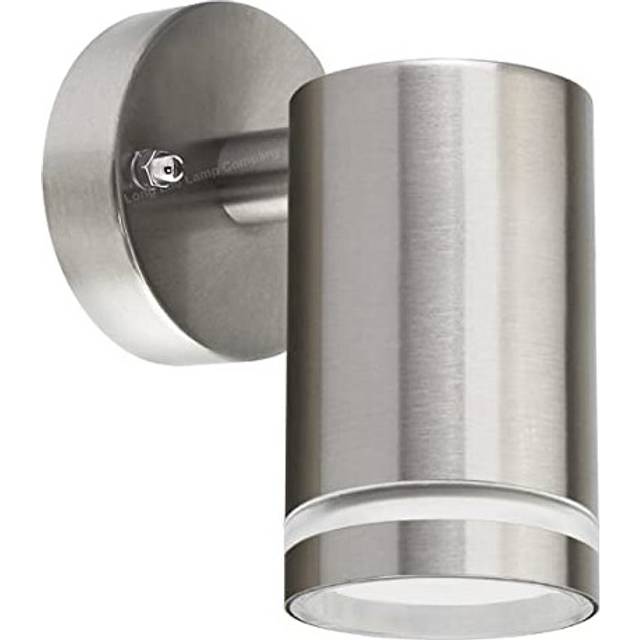 Long Life Lamp Company Downward Single Outdoor Wall Light IP65 Stainless Steel Clear Diffuser ZLC351 with LED Warm White GU10 5w