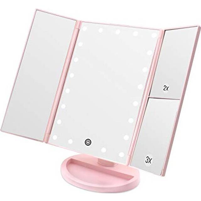 Makeup Mirror, WEILY Cosmetic Mirror,Adjustable Light with LED, with 1X/2X/3X Magnification, 180 Adjustable Rotation, Double Power Supply,