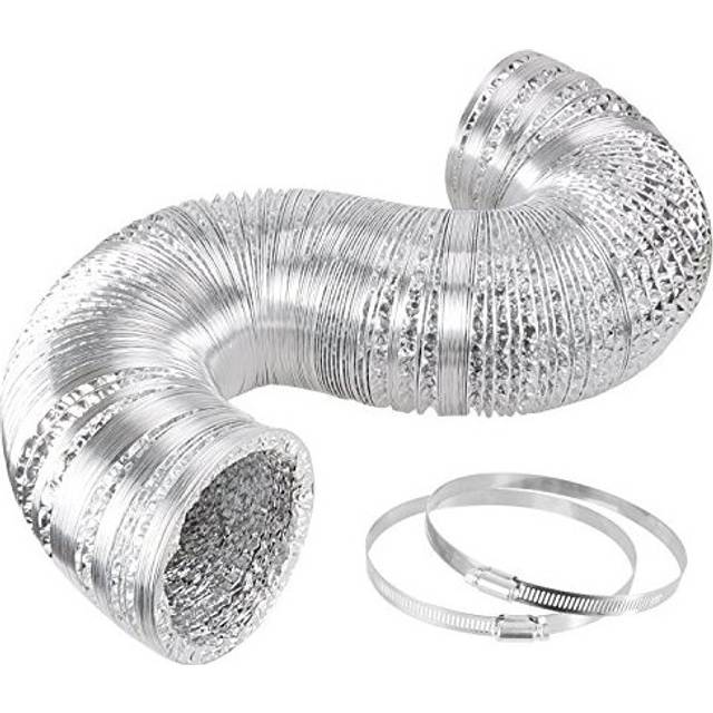 Air Aluminum Ducting Dryer Vent Hose for HVAC Ventilation, 2 Clamps Included, Silver, 6-inch GLDUCT25C