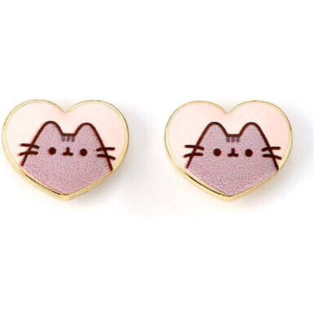 Pusheen Gold Plated Heart Earrings
