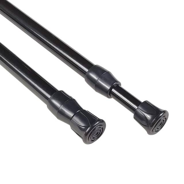KXLife 2 Pack Small Spring Tension Curtain Rod for Window Cupboard Closet (Black,16 to 28 Inch)