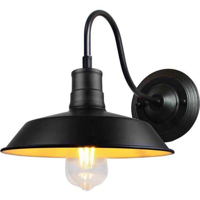 Retro Antique Chandelier Iron Wrought Metal Wall Light Creative Nostalgic Industrial Wall Lamp for Loft Cafe Office Black Outside White Inside 26cm