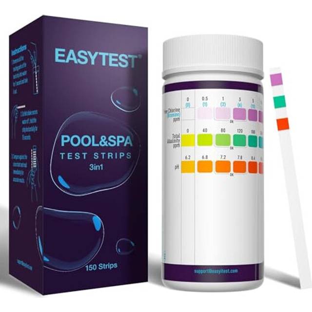 Hot Tub Test Strips, 150 Strips Pool and Spa Test for pH,Total Alkalinity,Free Chlorine and Bromine, Accurate 3 in 1 Pool Water Testing Kit
