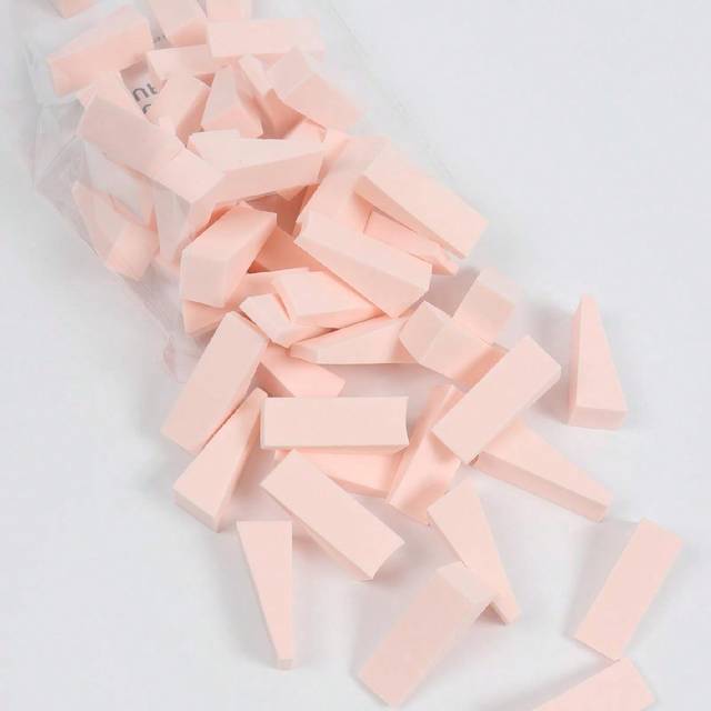 SHEIN 50pcs Wedge-Shaped Makeup Sponge Set, Makeup Sponge For Foundation Mixing, Perfect For Liquid, Cream And Powder, Multicolor Makeup Sponge, Latex-Free