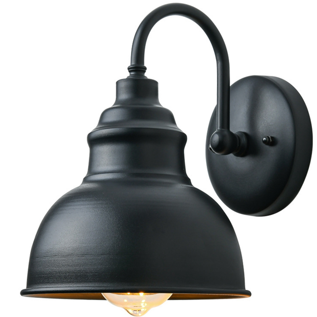 moresk-Vintage Wall Sconce Gooseneck Barn Flat Light Industrial Vintage Farmhouse Wall Sconce Outdoor Waterproof (Black)