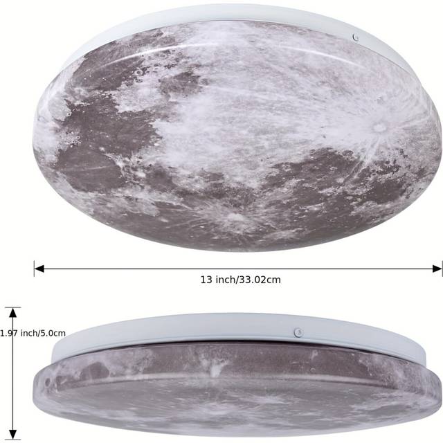 (33.02cm) LED Moon Style Flush Mount Ceiling Light Fixture, 30W Round Modern Ceiling Ceiling Light