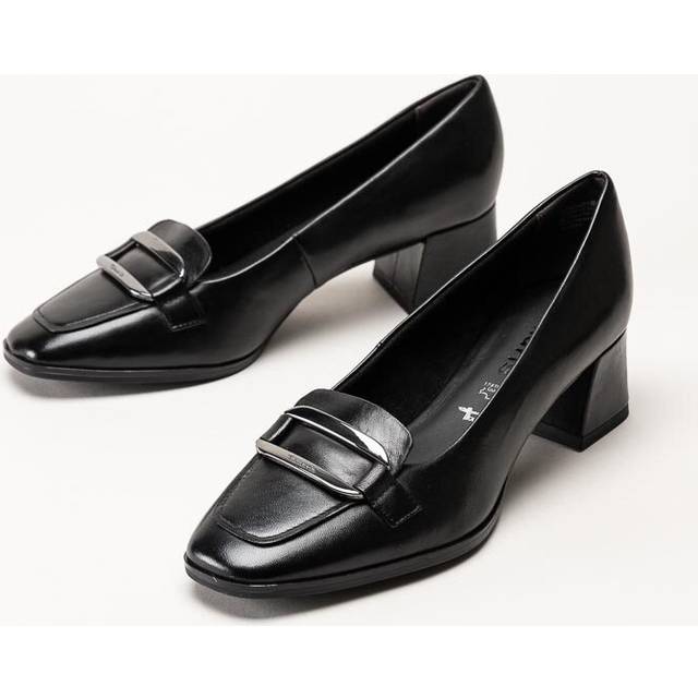 Tamaris dam pumps läder blockklack, svart, 41 EU