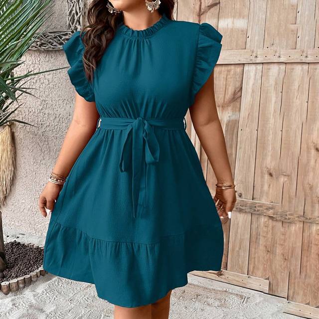 SHEIN Plus Size Women&#39;s Solid Color Simple Daily Dress Women Holiday Dressteal Blue Dressgreen Casual Dresswomen Summer Dress