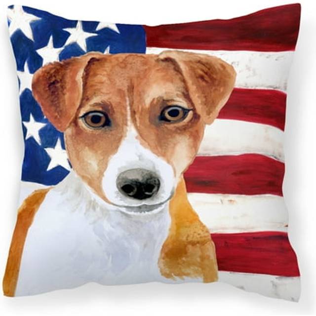 Caroline's Treasures BB9689PW1818 Jack Russell Terrier Patriotic Outdoor Canvas Pillow  Multicolor