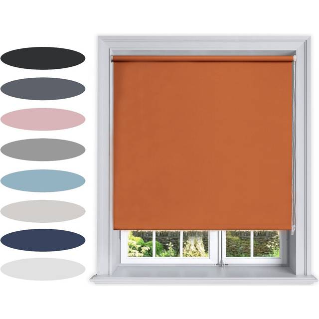 (90 cm Width x 160 cm Drop, Tomato Cream) Lister Cartwright Blackout Plain Roller Blinds Windows Blind Easy Fit Child Safety Included