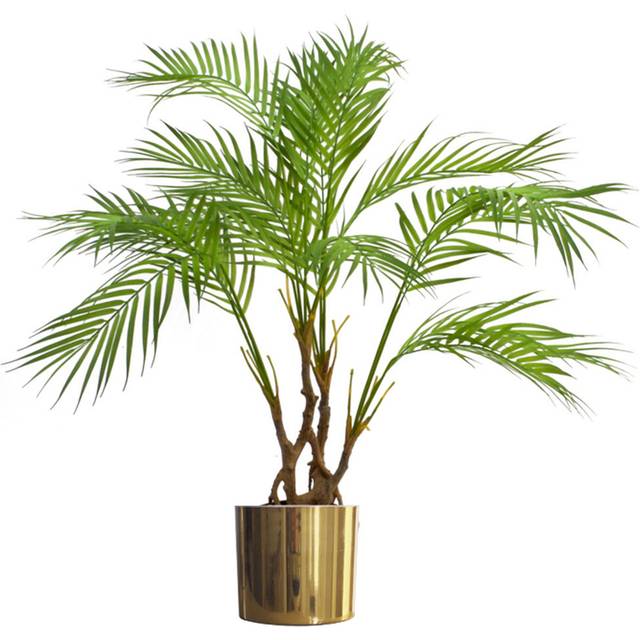 90cm Artificial Areca Palm Plant Realistic Detail Trunk with Gold Metal Planter