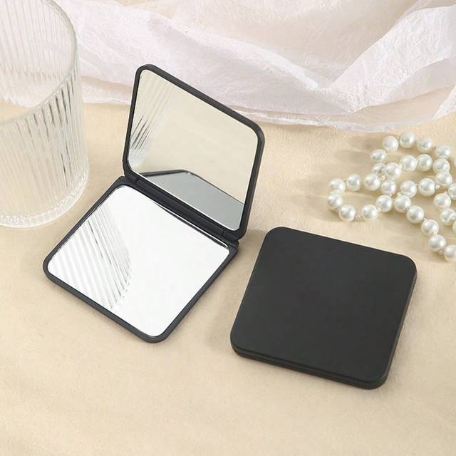 SHEIN 1pc Small Portable Handheld Folding Makeup Mirror For Women, Double-Sided Mirror For Dorm Room, School, Travel, Home Use Best Gifts Birthday Graduatio