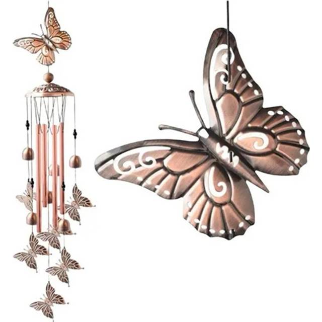 Wind Chimes Butterflies Aluminum Tube Wind Chime with S Hook