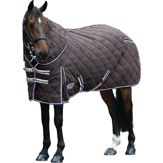 (5 ft 9, Charcoal/Blue/White) Weatherbeeta Comfitec Heavy 1000d Diamond Quilt Detach-a-neck Stable Rug