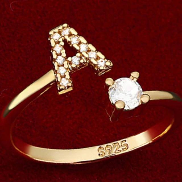 SHEIN 1pc Fashionable 26 Alphabet Women&#39;s Decorative Ring With Adjustable Opening, Suitable For Anniversary, Wedding, Party, Daily Wear Accessory