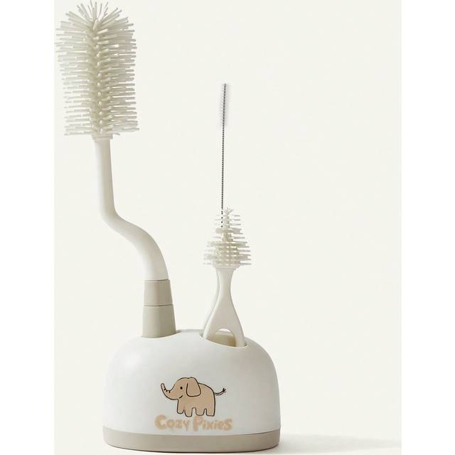 Cozy Pixies Cozy Pixies Baby Bottle Feeding Accessories Khaki Elephant Bottle Cleaning Brush Set Of 3