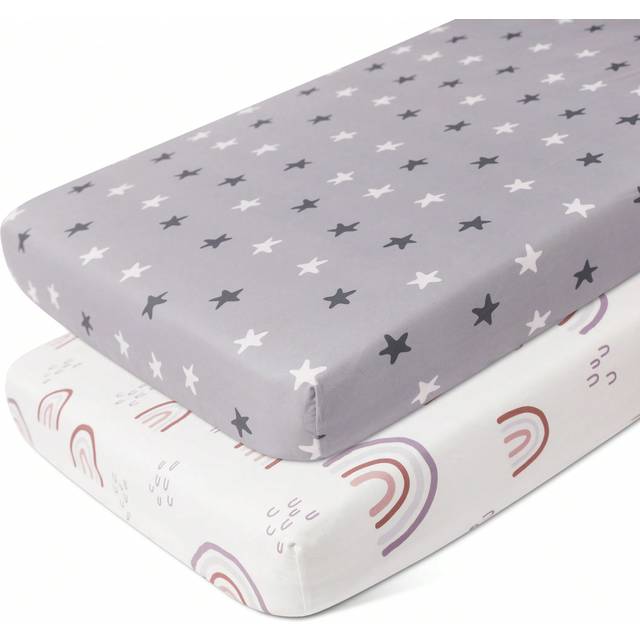 GLLQUEN BABY Crib Sheets 2 Packs For Boys Girls, Fitted Sheet For Standard Crib And Toddler Mattress, Super Soft Microfiber Baby Sheet 47x24x6in, For Mouth And Han