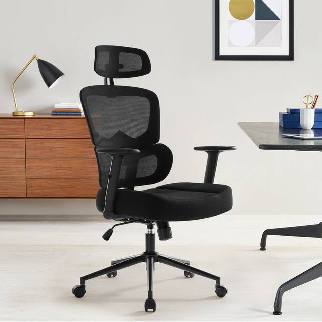 Montmiral Mesh Office Chair with Headrest - Black (125cm H X 56cm W X 70cm D)