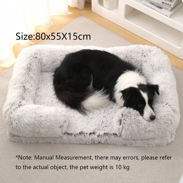 SHEIN 1pc Suitable For Small, Medium And Large Size Pet Bed, Indoor Fluffy Square Shape Detachable Pet House, Cat & Dog Bed With Removable Cover, Winter War