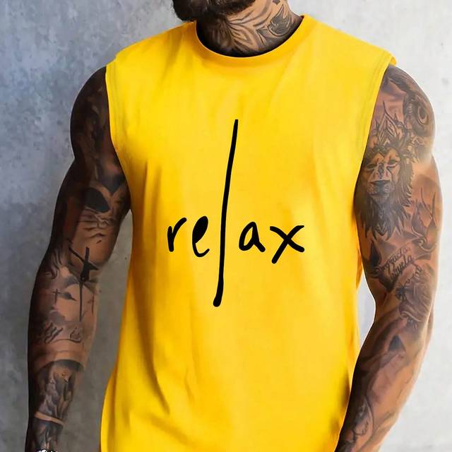 SHEIN Men&#39;s Casual Letter Print Sleeveless Tank Top, Spring Summer