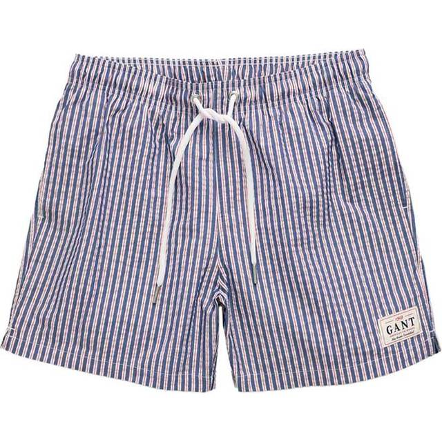 SEERSUCKER SWIM SHORTS, L, DEEP BLUE