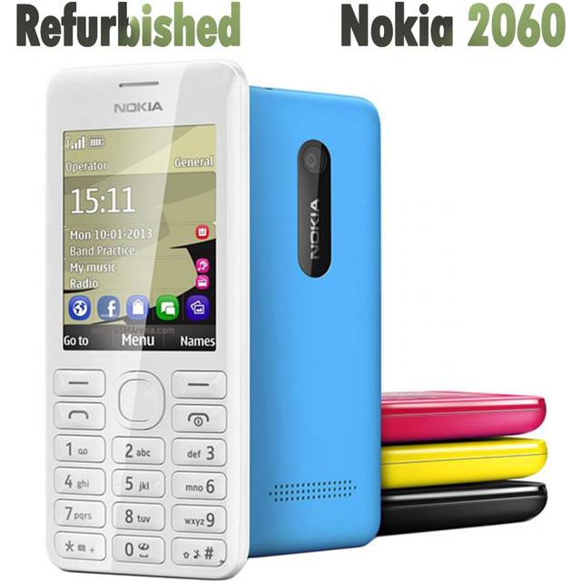 (white, 1 Battery 1 Charger) Refurbished Nokia Original Nokia 2060 Dual Sim Mobile Phone