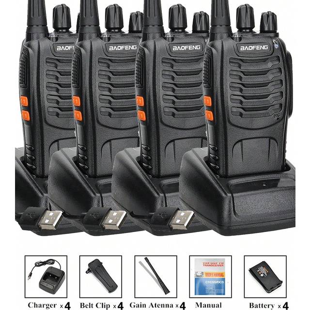Baofeng 4PCS Baofeng BF888S Walkie Talkie Original 5W BF-888S USB UHF 400-470MHZ Transceiver Portable Two Way Radio Intercom
