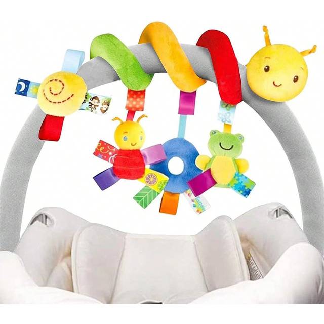 SHEIN Baby Car Ride-On Hanging Spiral Decor Plush Doll Toy, Infant Stroller Mobile Rattle Early Development Toy Gift (Some Accessories And Colors Random)