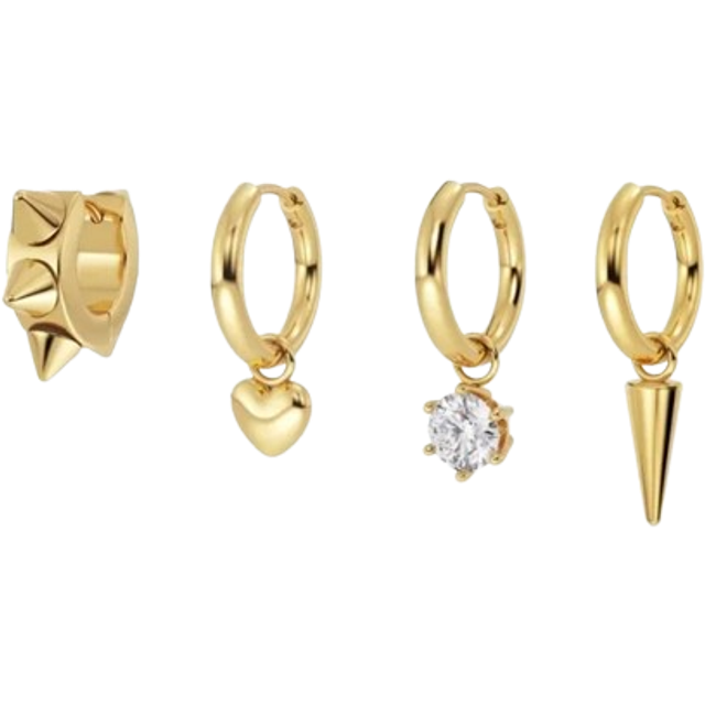 Edblad - Örhängen Peak Hoops One Heart Gold Set - Guld
