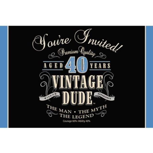 Creative Converting Vintage Dude 40th Birthday Gatefold Invitation  Standard