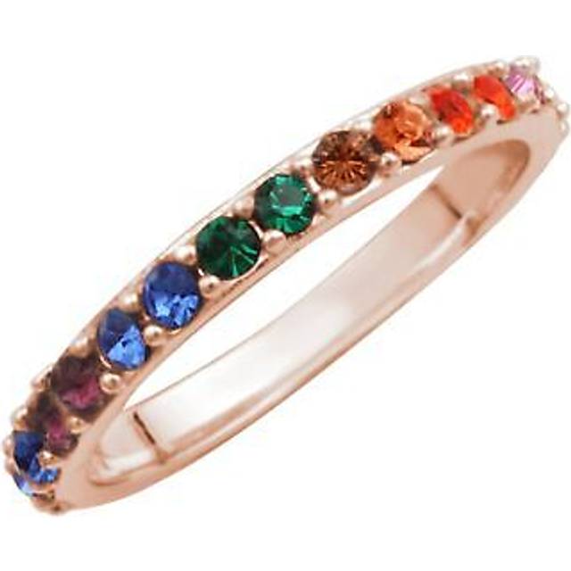 Rose Gold Plated Sterling Silver Rainbow Cz Eternity Ring Size I-w