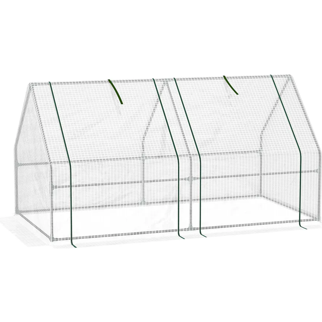 Outsunny mini small greenhouse with steel frame and pe cover and window, white