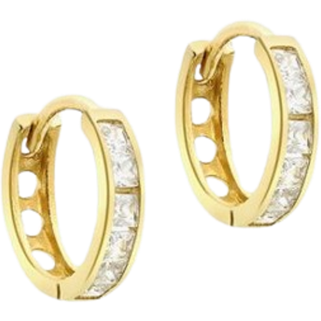 9ct Yellow Gold 11mm Crystal Huggie Hoop Earrings 1.57.9699