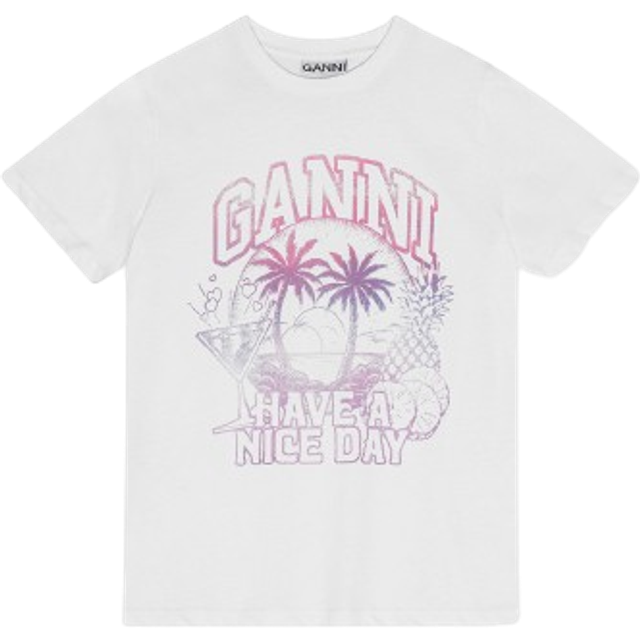 GANNI White Cocktail T-Shirt - Bright White - XXL