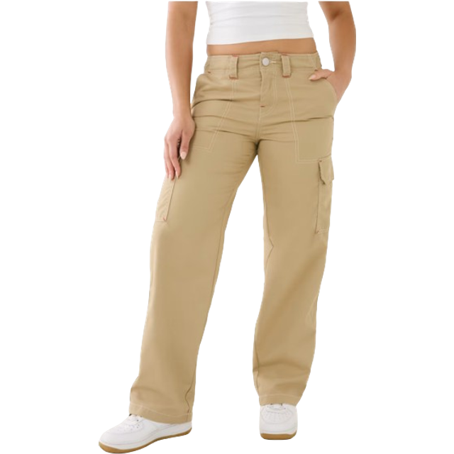 True Religion Womens Military Single Needle Cargo Pant in Travertine - Stone - Size 31 (Waist)