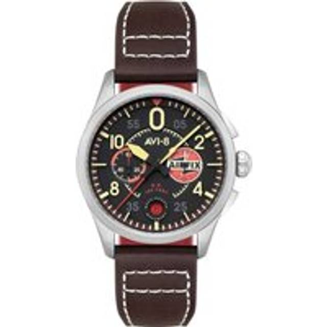 AVI-8 Spitfire Lock Chronograph Airfix Edition Raven Black Dial Quartz AV-4089-09 Men&#39;s Watch