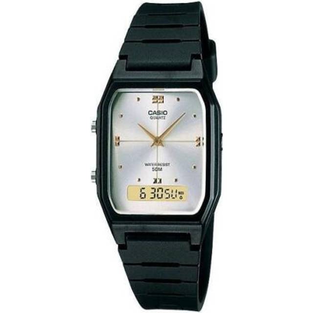 CASIO Quartz Waterproof White Dial Mens White Analog/Digital Combo - Free