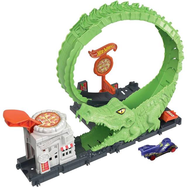 Hotwheels Kids City Gator Pizza Shop Loop Attack Playset