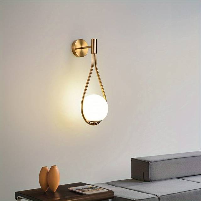 (Golden) 1pc E26 Lighting Mid Century Modern Wall Sconce, Globe Wall Mounted Light