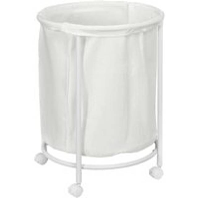 HOMCOM 100L Round Laundry Hamper With Wheels For Bedroom Bathroom Cream White, Cream