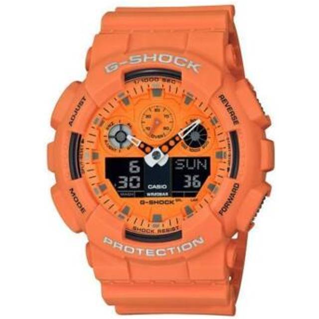 CASIO G-Shock Analog-Digital 'Orange Red' GA-100RS-4A - Free