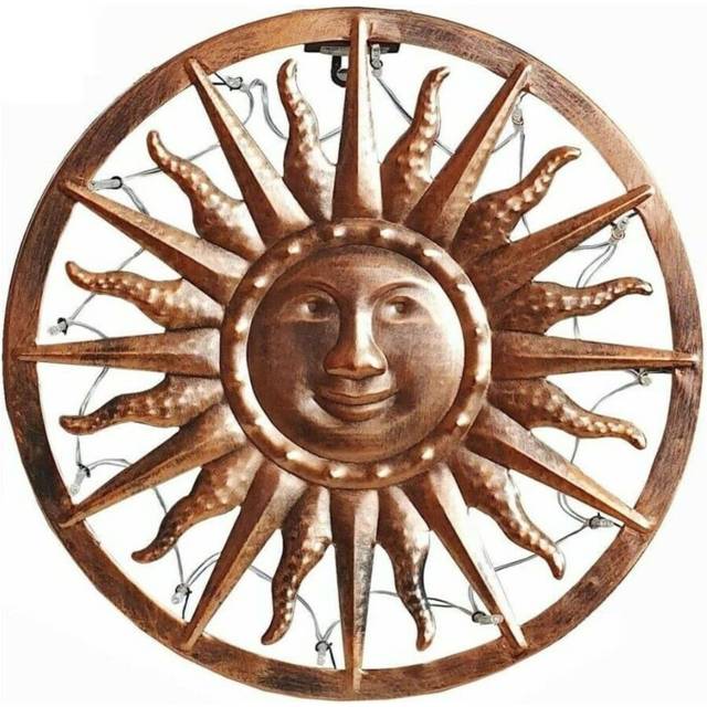 Solar powered Sun Metal Wall Art, Garden Lights Solar Powered Waterproof