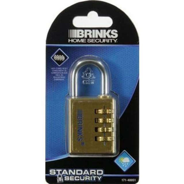 BRINKS - 40mm Solid Brass 3-Dial Resettable Padlock - Chrome Plated with Hardened Steel Shackle
